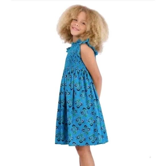 French Connection Youth Girl's Dress Dark Blue Floral Ruffle, Size M (10/12) - Picture 1 of 4